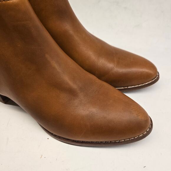 Madewell The Carina Low Stacked Heel Pull-On Tan Leather Chelsea Boot, Size 7 - Picture 8 of 12